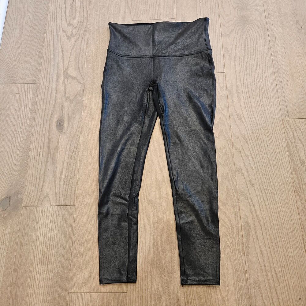 SPANX Faux Leather Leggings Black Pull On High Rise Stretch Ankle Women’s XL